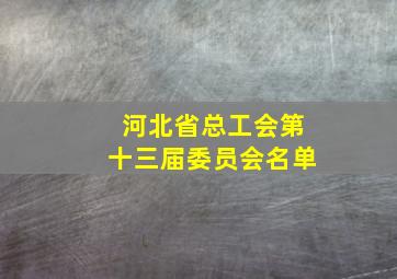 河北省总工会第十三届委员会名单