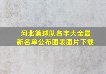 河北篮球队名字大全最新名单公布图表图片下载