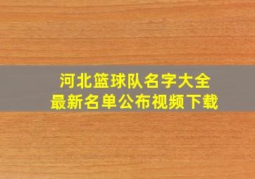 河北篮球队名字大全最新名单公布视频下载