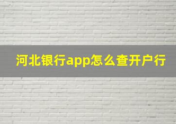 河北银行app怎么查开户行