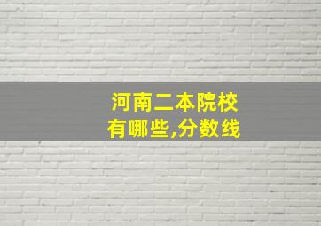 河南二本院校有哪些,分数线