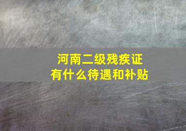 河南二级残疾证有什么待遇和补贴