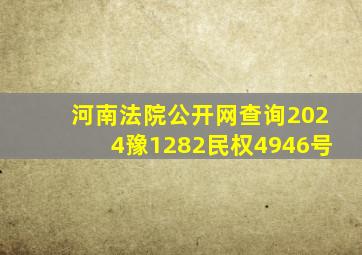 河南法院公开网查询2024豫1282民权4946号