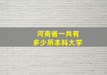 河南省一共有多少所本科大学