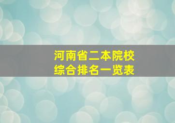 河南省二本院校综合排名一览表