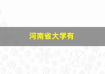 河南省大学有