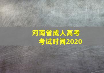 河南省成人高考考试时间2020