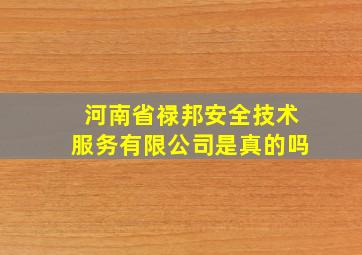 河南省禄邦安全技术服务有限公司是真的吗