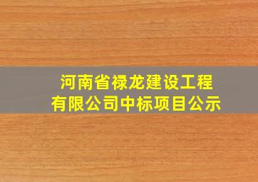 河南省禄龙建设工程有限公司中标项目公示