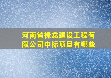 河南省禄龙建设工程有限公司中标项目有哪些