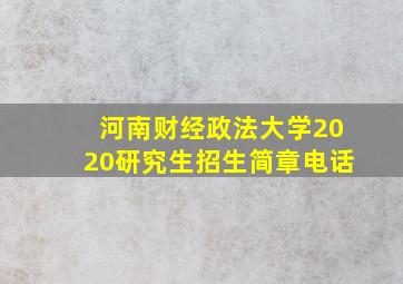 河南财经政法大学2020研究生招生简章电话