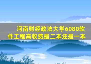 河南财经政法大学6080软件工程高收费是二本还是一本