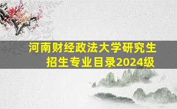 河南财经政法大学研究生招生专业目录2024级