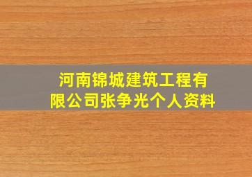 河南锦城建筑工程有限公司张争光个人资料