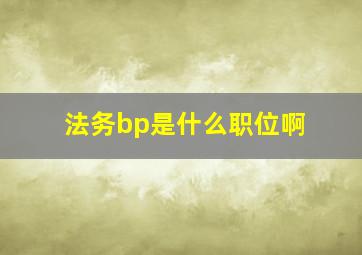 法务bp是什么职位啊