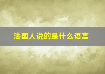 法国人说的是什么语言