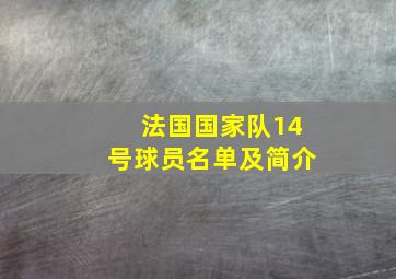 法国国家队14号球员名单及简介