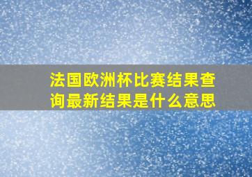 法国欧洲杯比赛结果查询最新结果是什么意思