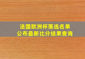 法国欧洲杯落选名单公布最新比分结果查询