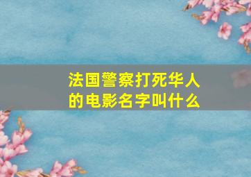 法国警察打死华人的电影名字叫什么