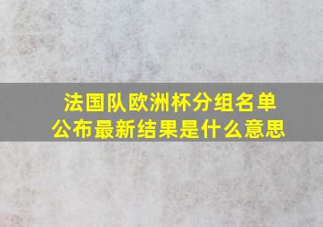 法国队欧洲杯分组名单公布最新结果是什么意思