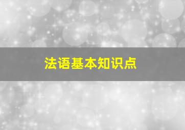 法语基本知识点