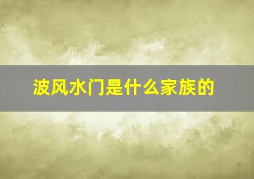 波风水门是什么家族的