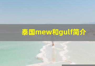 泰国mew和gulf简介