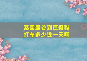 泰国曼谷到芭提雅打车多少钱一天啊