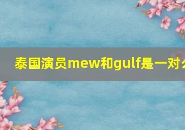 泰国演员mew和gulf是一对么