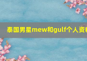 泰国男星mew和gulf个人资料