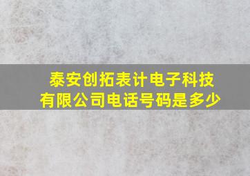 泰安创拓表计电子科技有限公司电话号码是多少