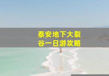 泰安地下大裂谷一日游攻略