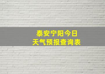 泰安宁阳今日天气预报查询表