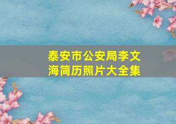 泰安市公安局李文海简历照片大全集