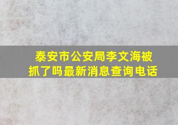 泰安市公安局李文海被抓了吗最新消息查询电话