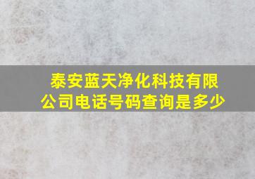 泰安蓝天净化科技有限公司电话号码查询是多少