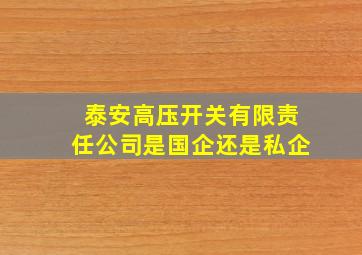 泰安高压开关有限责任公司是国企还是私企