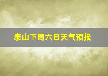 泰山下周六日天气预报