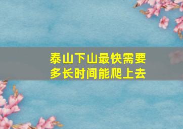 泰山下山最快需要多长时间能爬上去