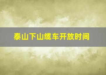 泰山下山缆车开放时间