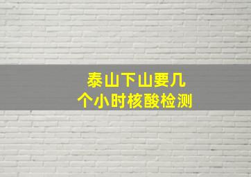 泰山下山要几个小时核酸检测