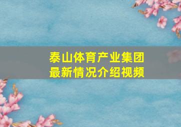 泰山体育产业集团最新情况介绍视频