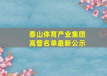 泰山体育产业集团高管名单最新公示