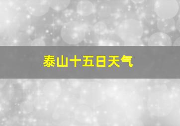 泰山十五日天气