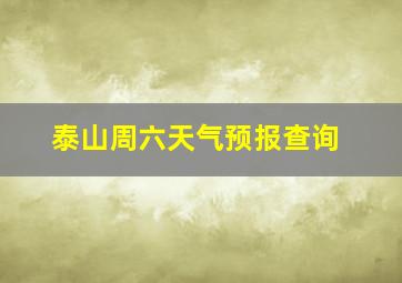 泰山周六天气预报查询