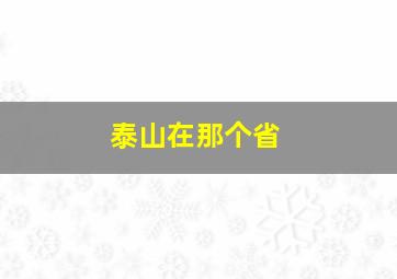 泰山在那个省