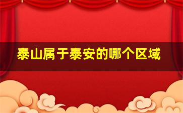 泰山属于泰安的哪个区域