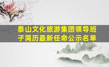 泰山文化旅游集团领导班子简历最新任命公示名单