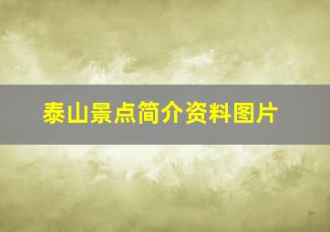 泰山景点简介资料图片